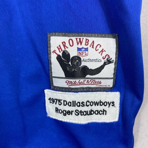 1975 Roger Staubach #12 Dallas Cowboys Mitchell and Ness Throwbacks Jersey Sz 50 - Picture 2 of 6